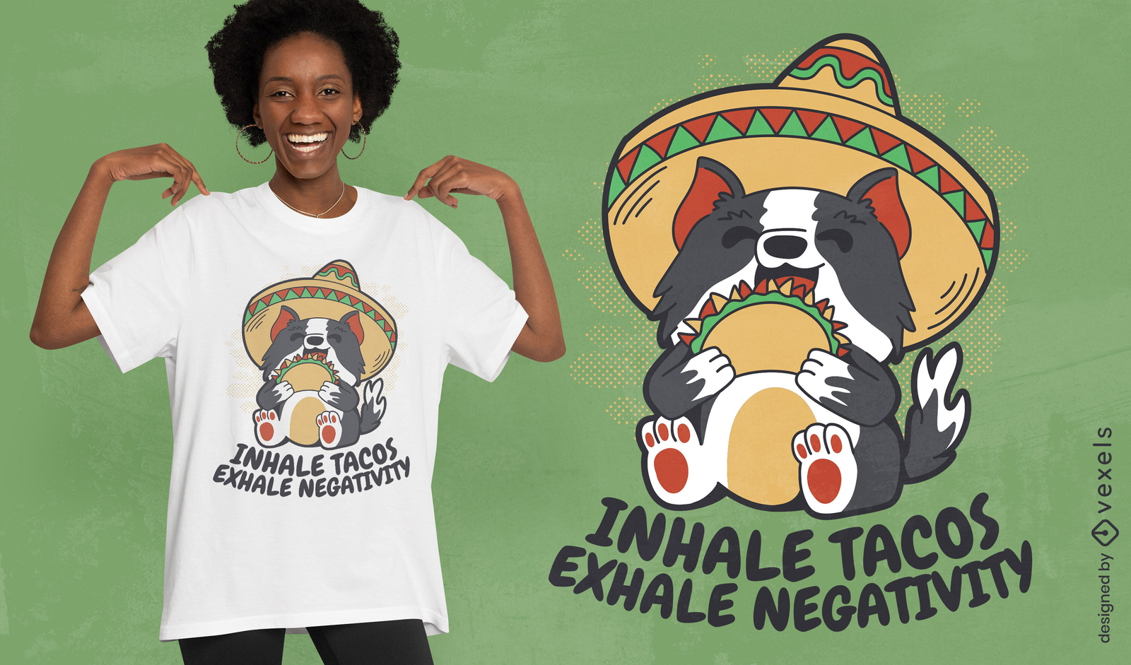 Design de camiseta com citação de tacos felizes