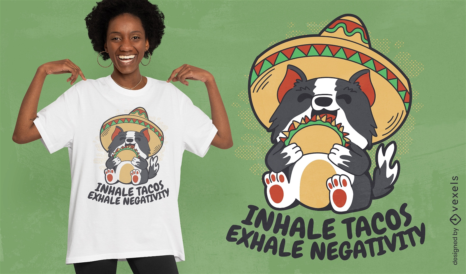 Gl?ckliches Tacos-Zitat-T-Shirt-Design
