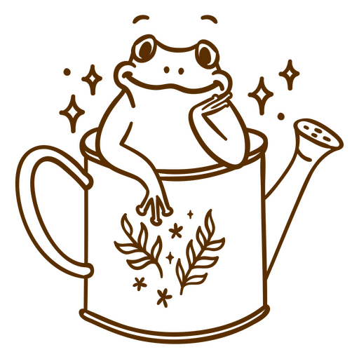 Frog sitting in a watering can PNG Design