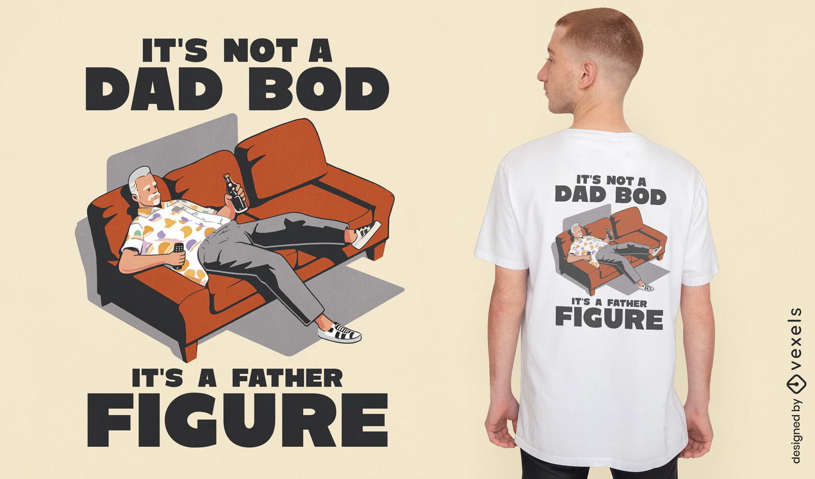 No es el cuerpo de papá, es el diseño de la camiseta de la figura del padre.