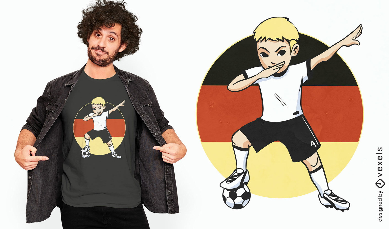 Design de camiseta de jogador de futebol alemão