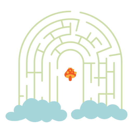 Image of a maze with a cloud in the middle PNG Design