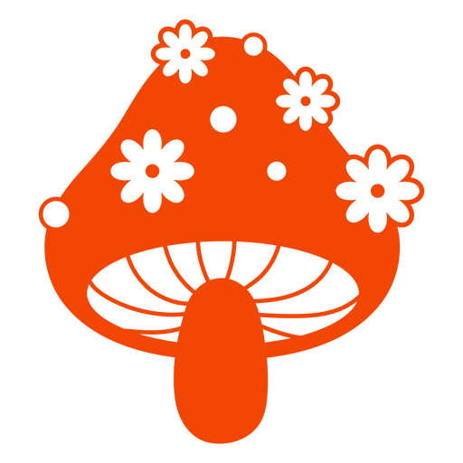 Ilustración divertida de un hongo con detalles florales Diseño PNG