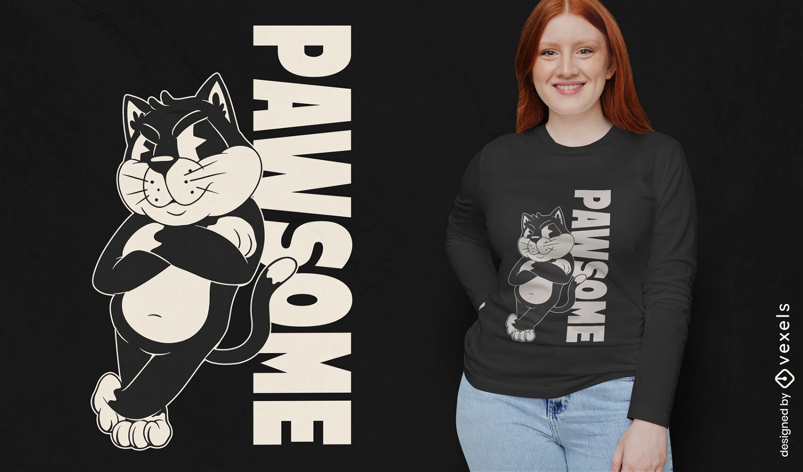 Pawsome cat t-shirt design