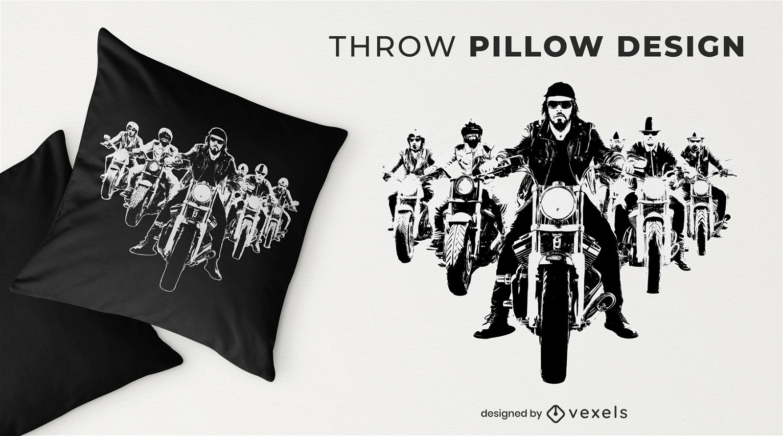 Bikers convoy throw pillow design