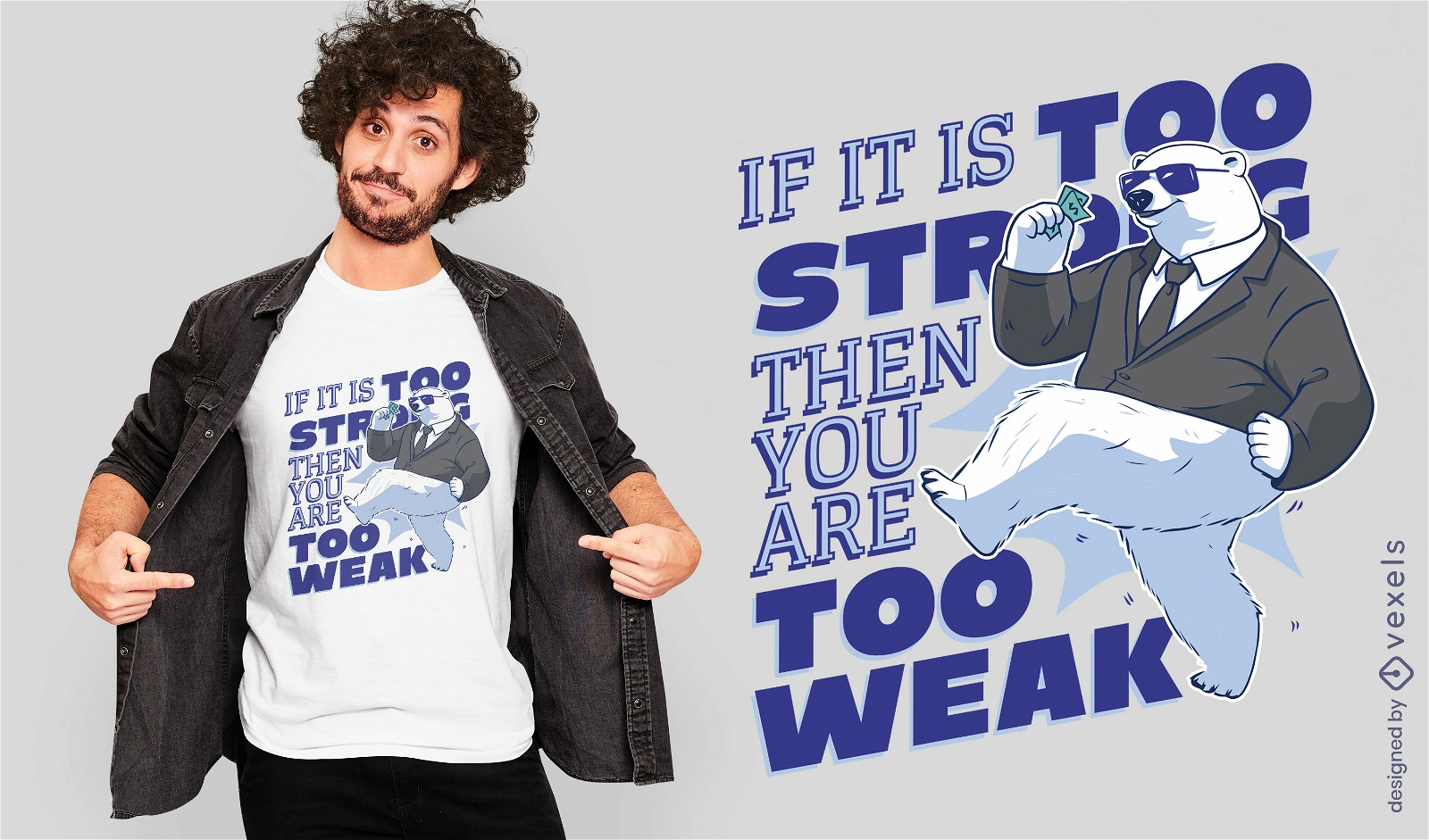 Strong quote polar bear t-shirt design