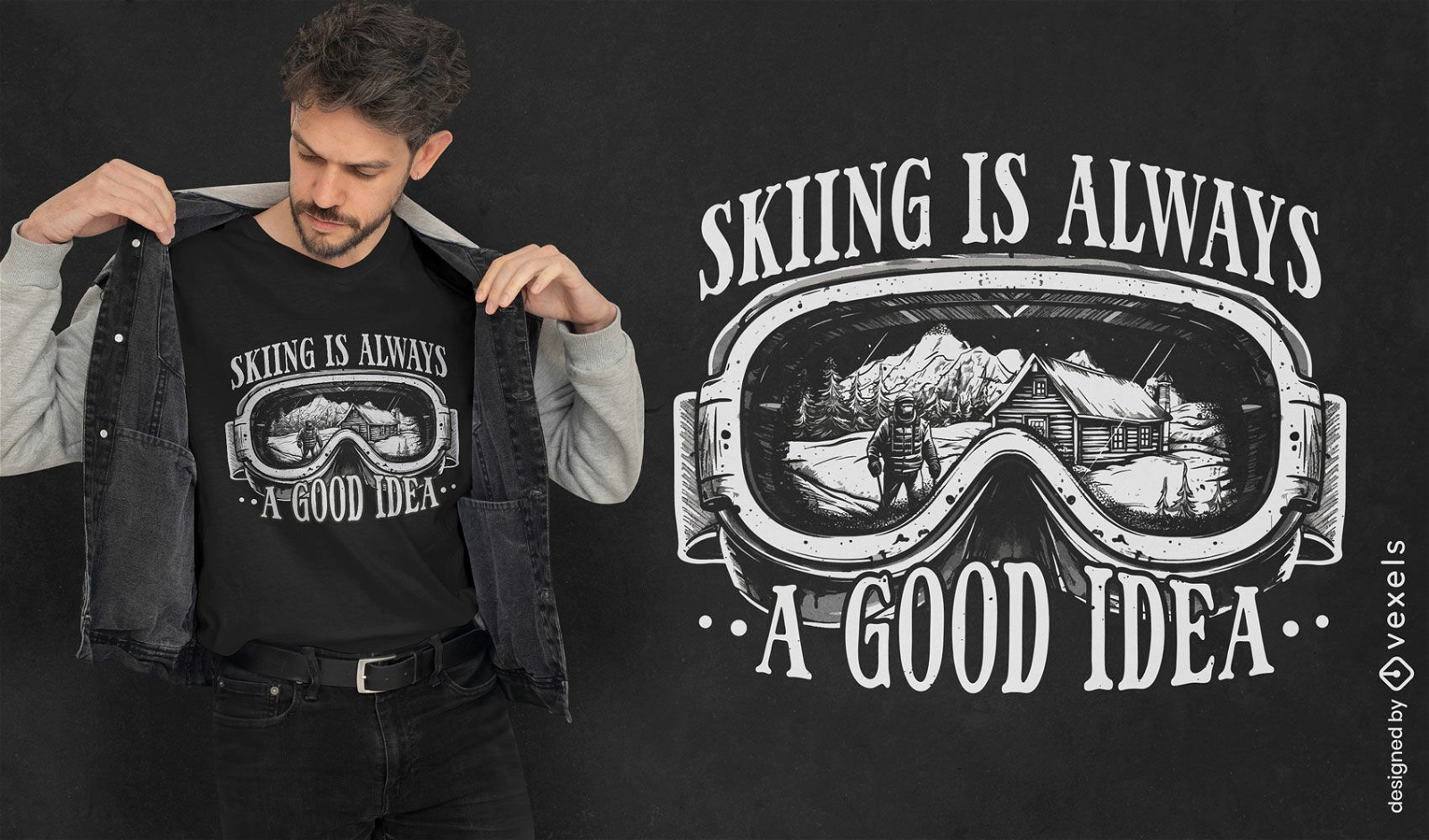Skiing is always a good idea t-shirt design