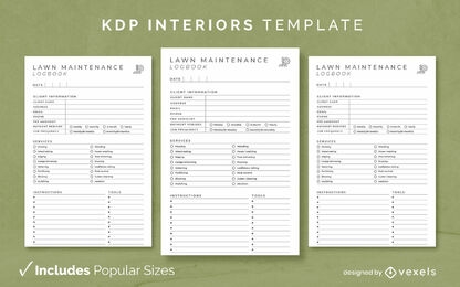 Gardener's daily log template KDP interior design