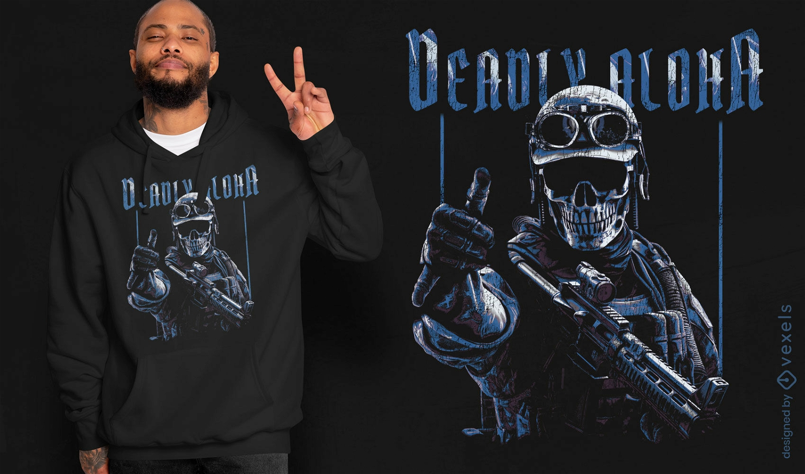 Skeleton army soldier t-shirt psd