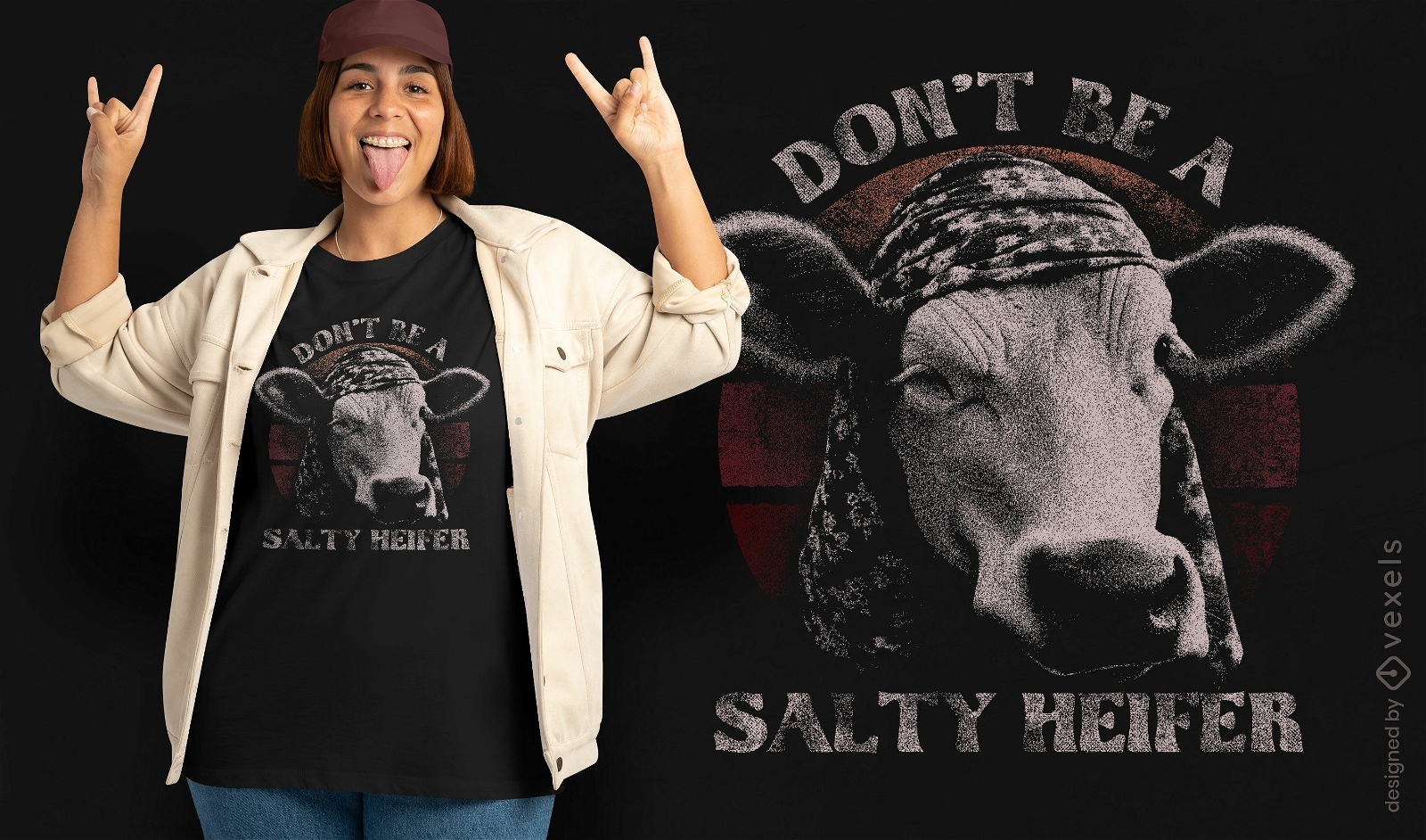 Design de camiseta vintage de vaca