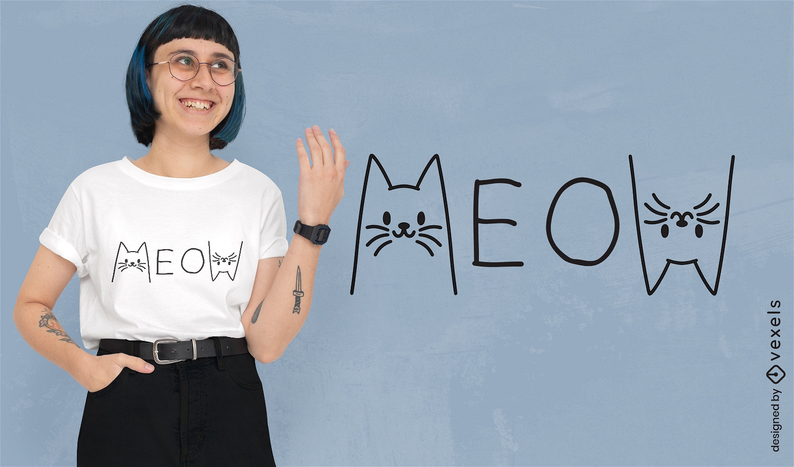 Diseño de camiseta de gatos miau