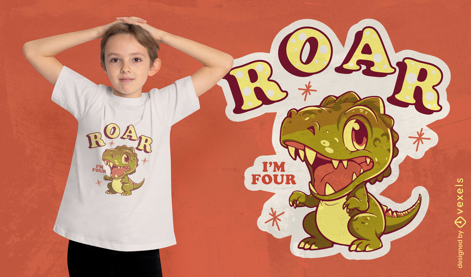 Dinosaurier-Geburtstags-T-Shirt-Design für Kinder