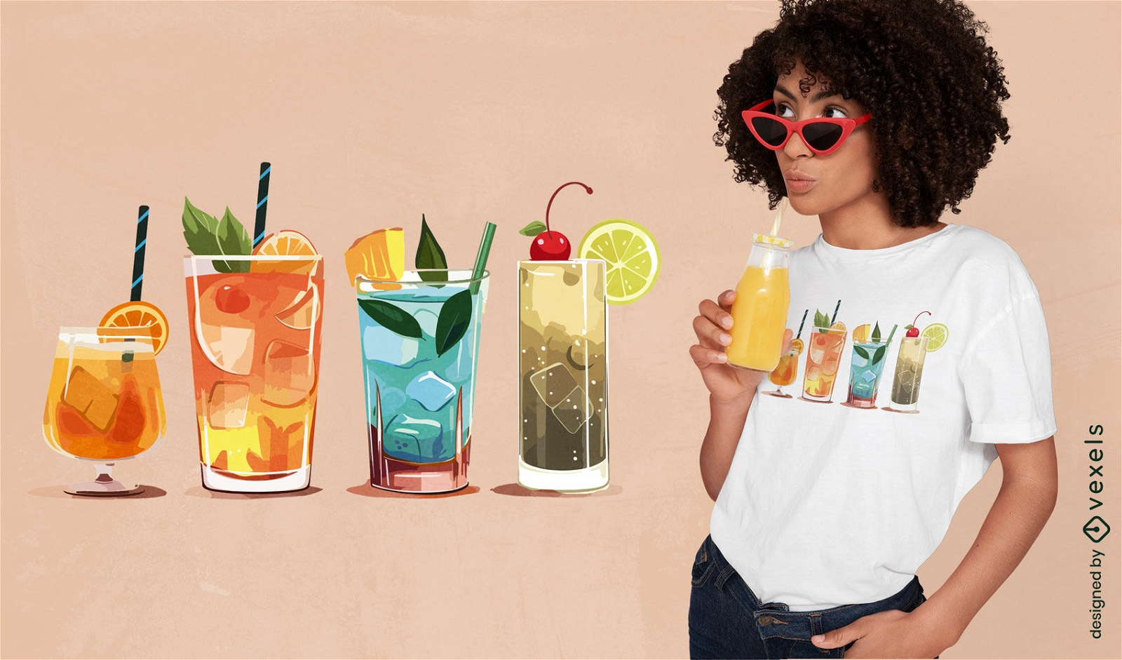 Summer cocktails drinks t-shirt design