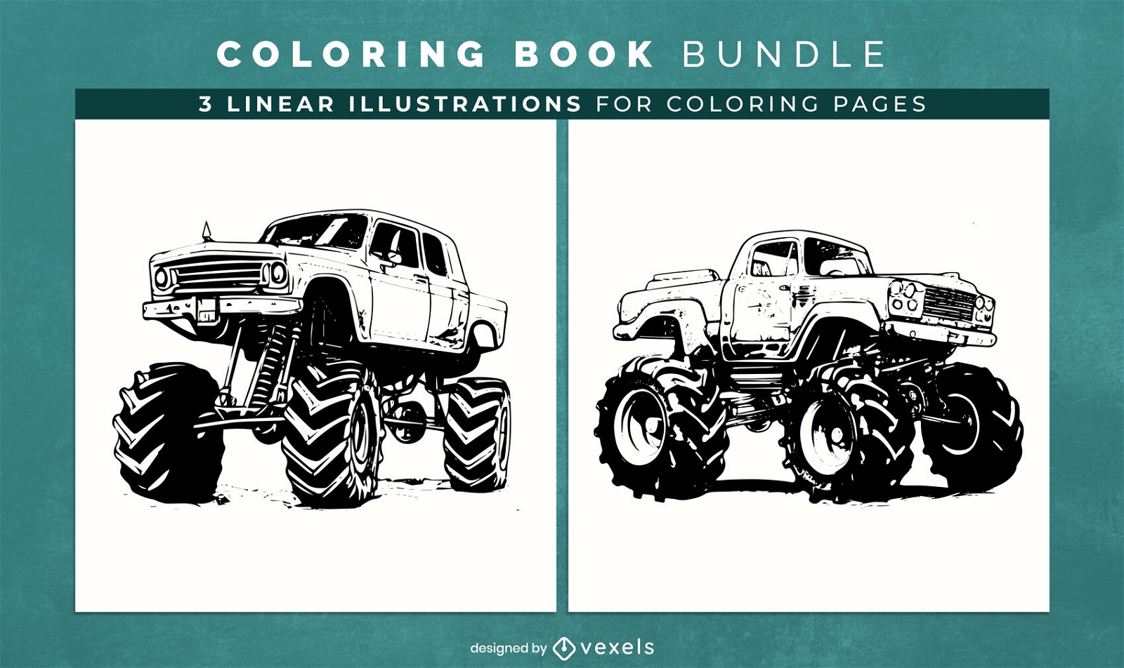 Páginas de diseño de libro para colorear de camiones monstruo