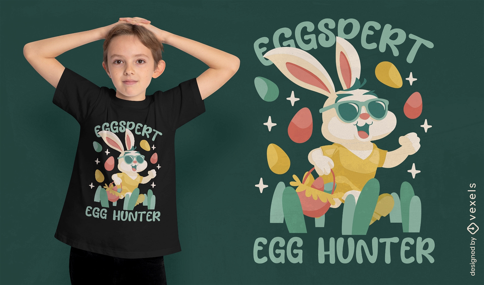 Design de camiseta de caçador de ovos de Páscoa