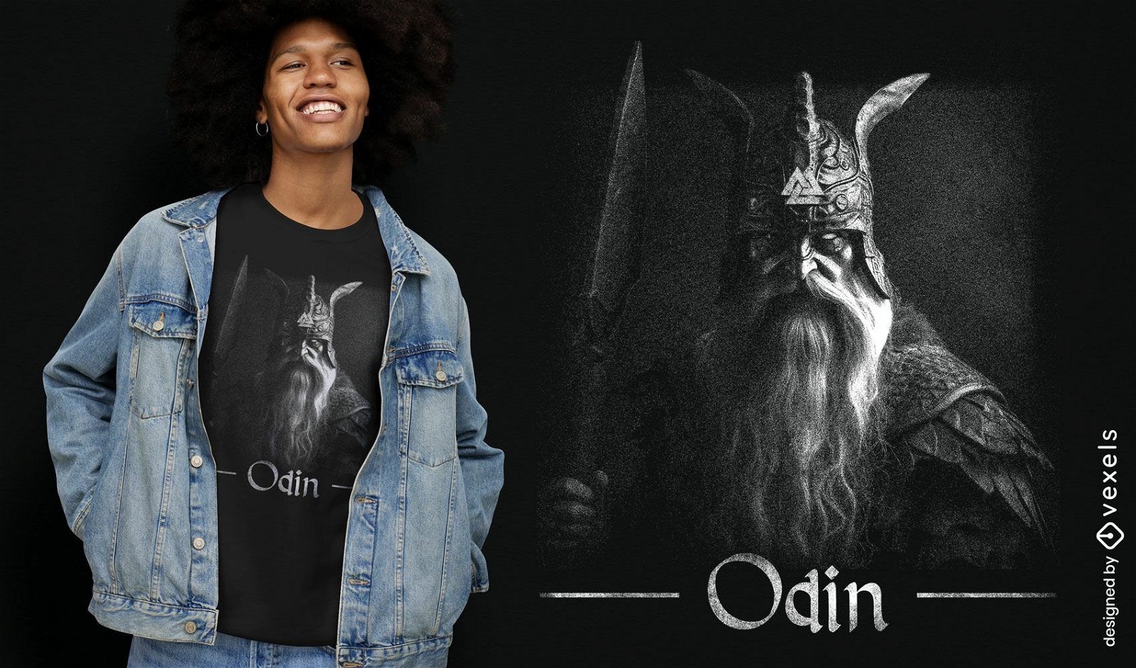 Diseño de camiseta del dios nórdico Odin.