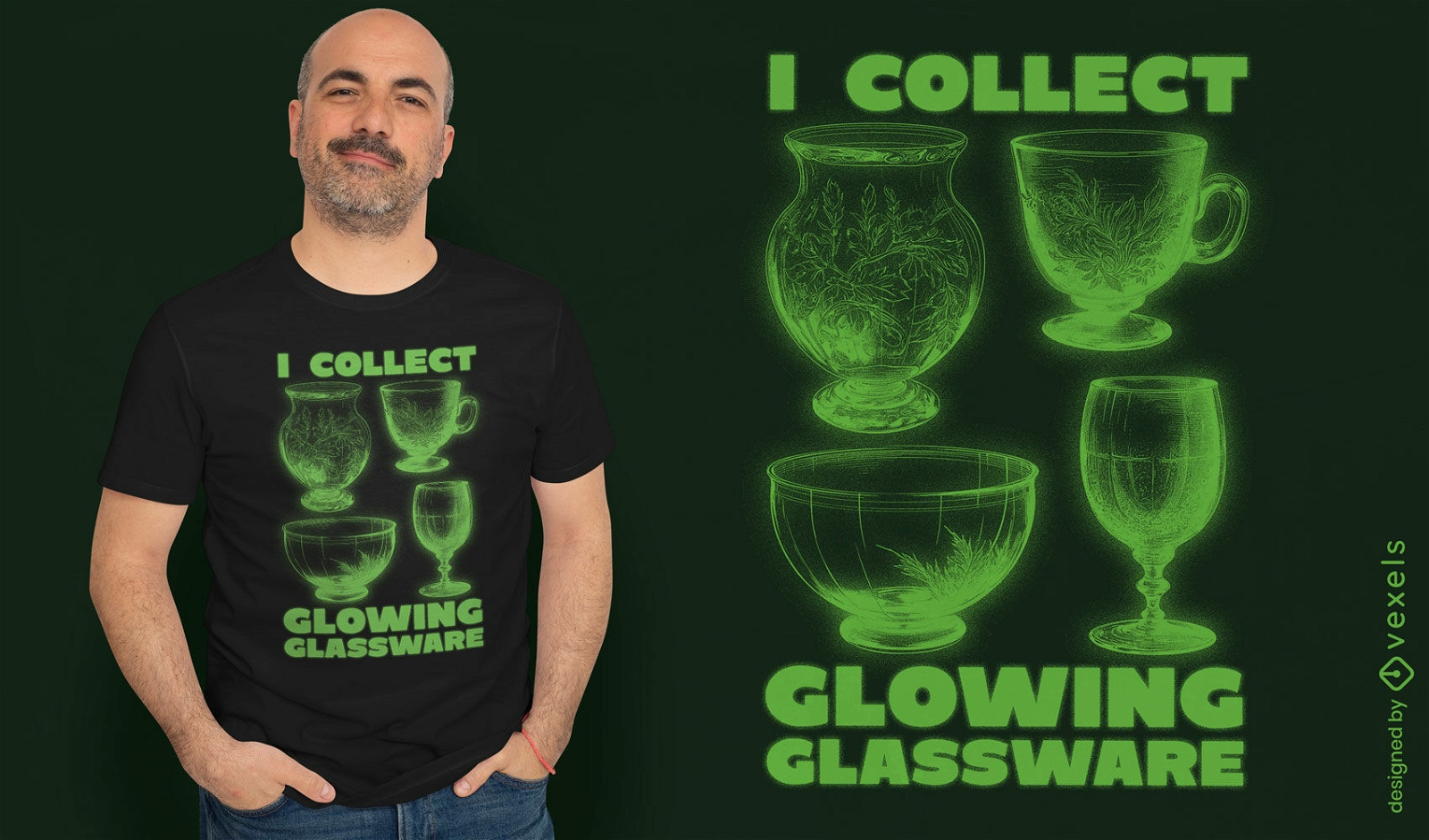 Leuchtendes Glaswaren-T-Shirt-Design