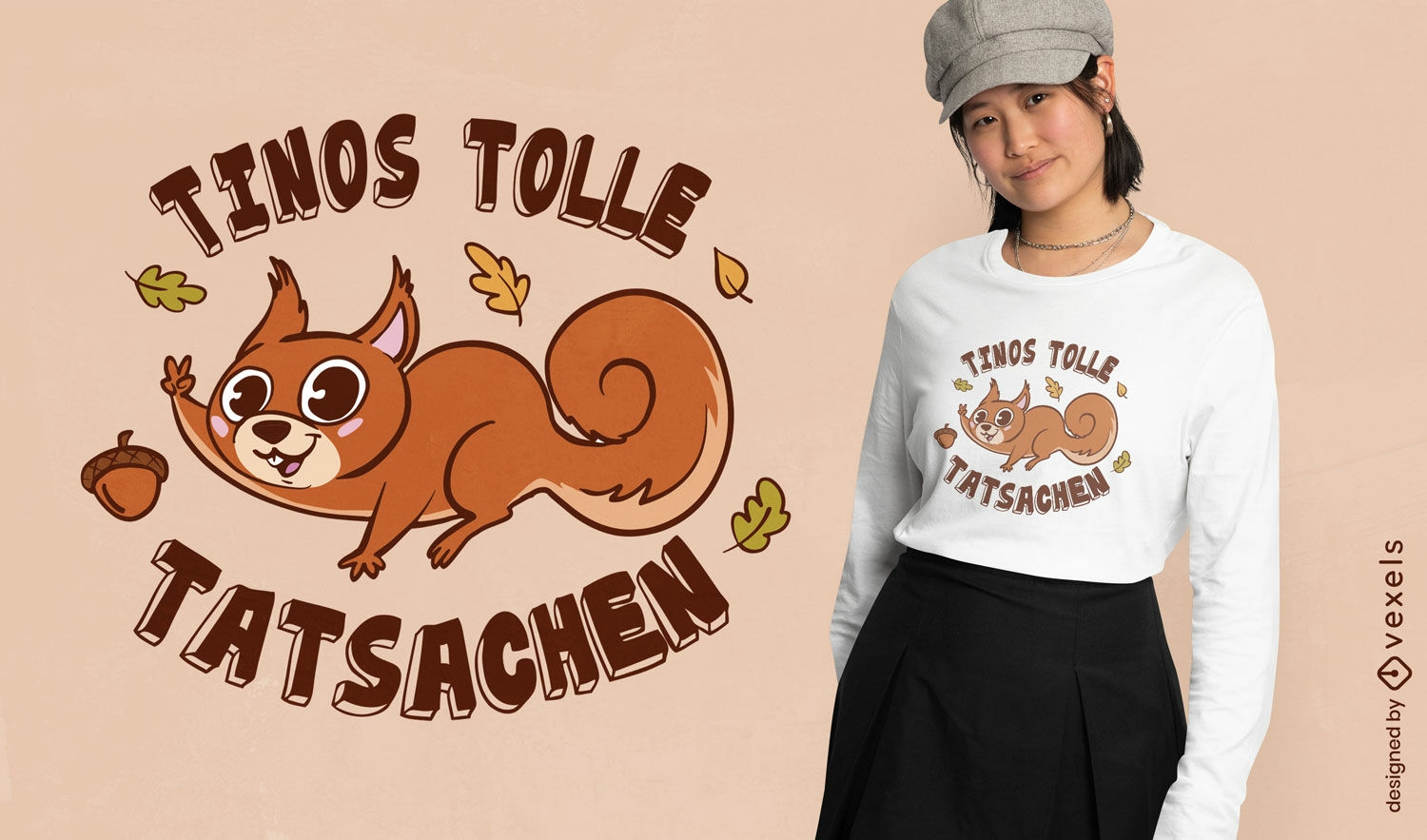 Eichhörnchen-Cartoon-Tier-T-Shirt-Design