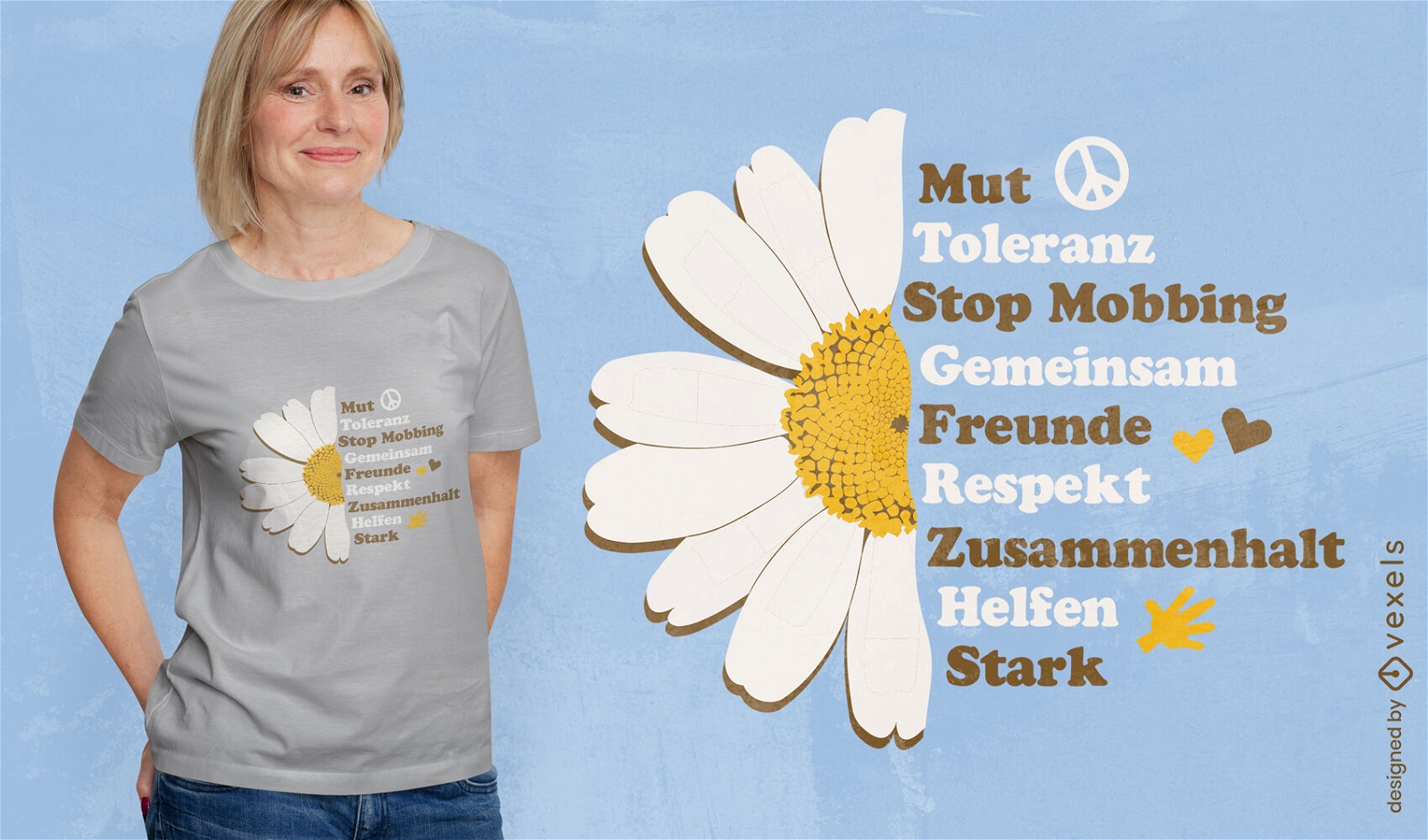 Diseño de camiseta pacífica de flor de margarita.