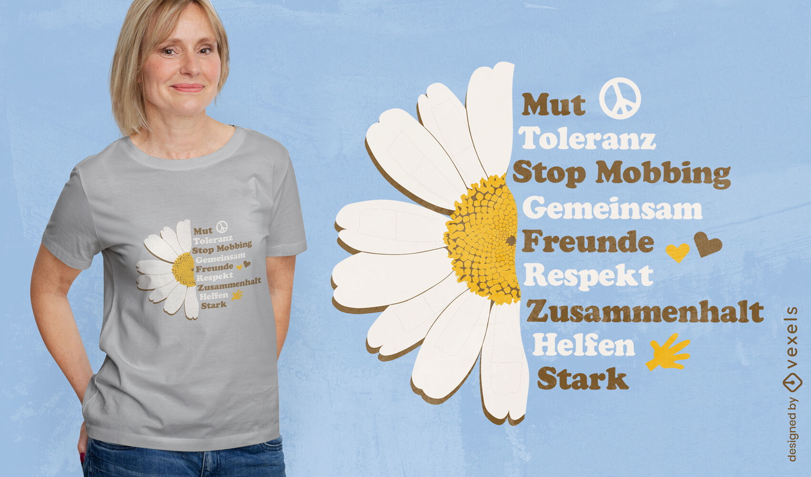 Friedliches Gänseblümchen-T-Shirt-Design