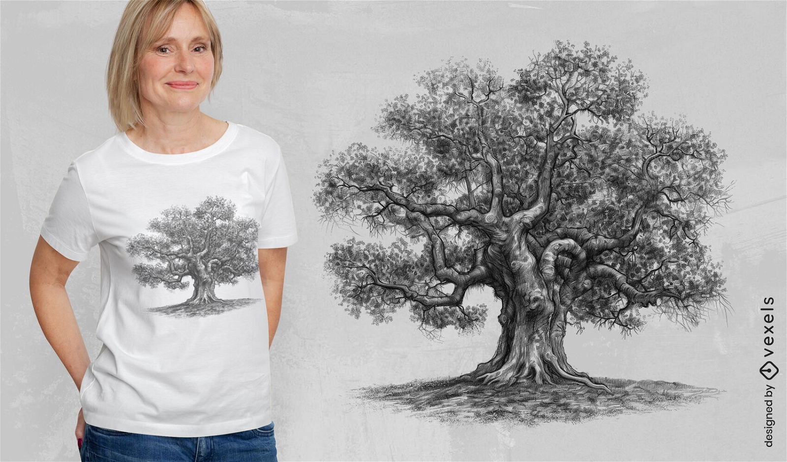 Oak tree sketch t-shirt design