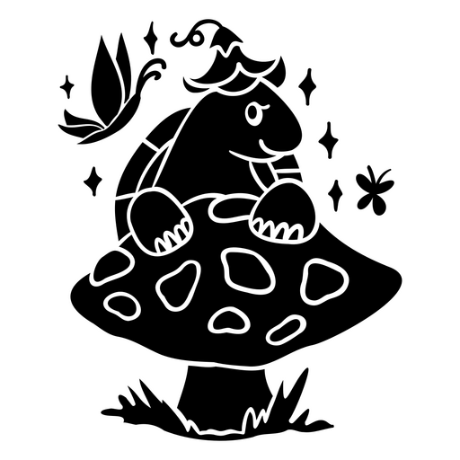 Ilustração divertida de tartaruga e cogumelo Desenho PNG