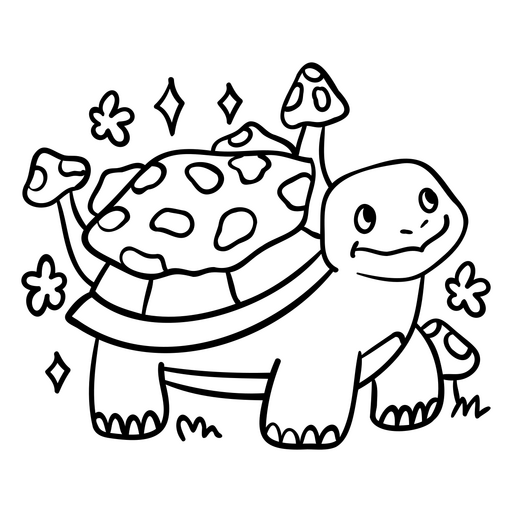 Personagem adorável de tartaruga com design de cogumelos Desenho PNG