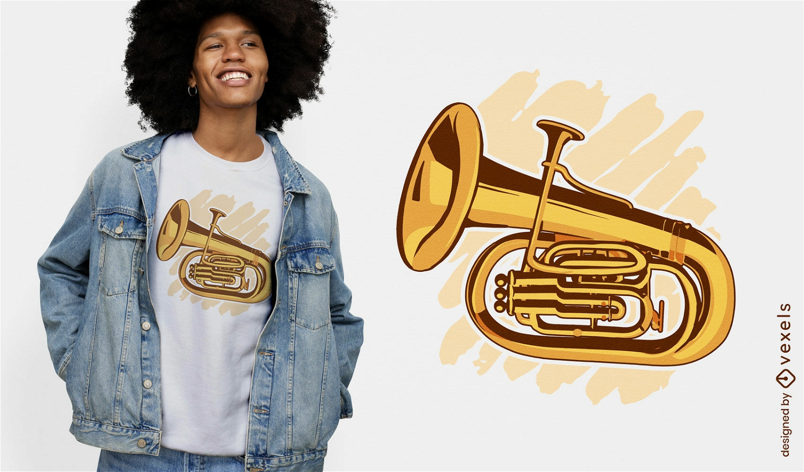 Diseño de camiseta de instrumento de trompa francesa.