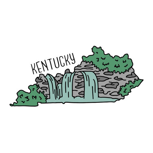 Kentucky sticker with a waterfall PNG Design