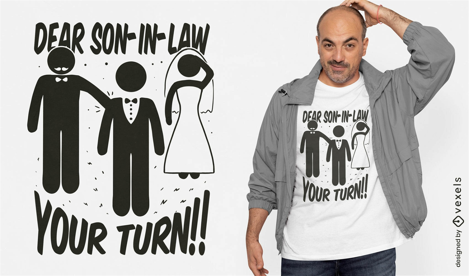 Design engra?ado de camiseta de piada de casamento
