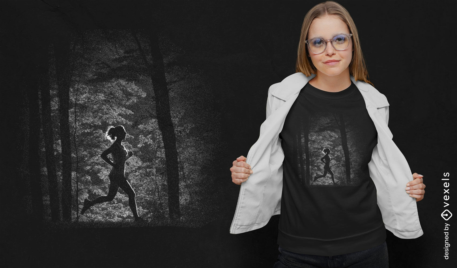Design de camiseta corredor na floresta