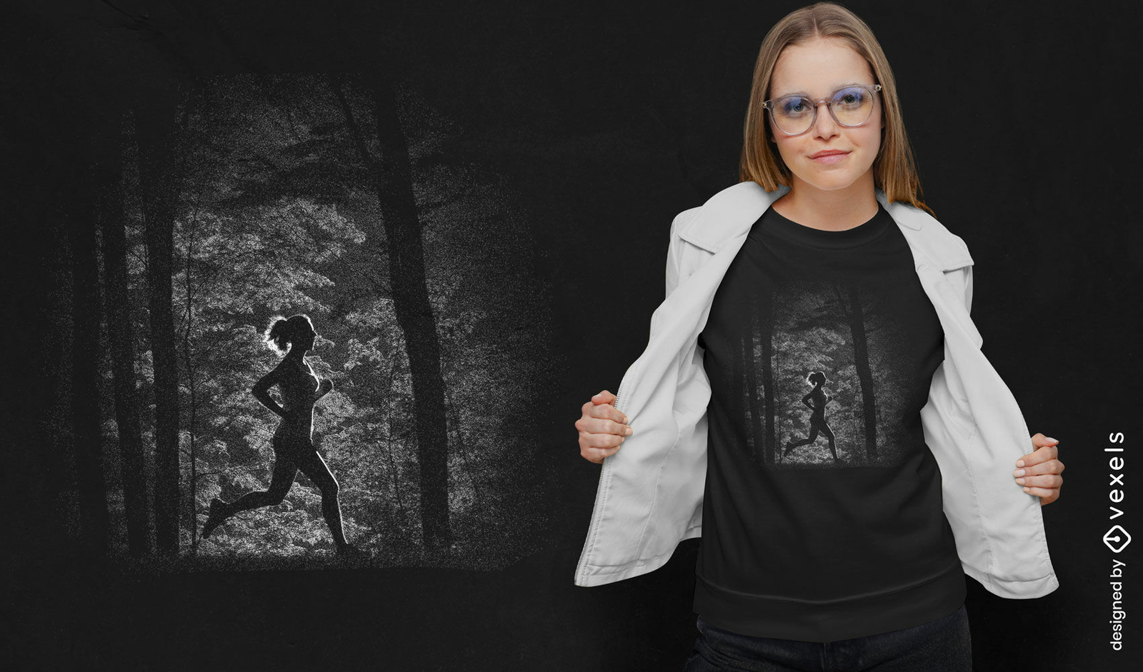 Läufer im Wald-T-Shirt-Design