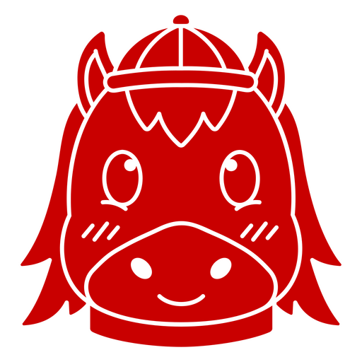 Red horse head with a hat on it PNG Design