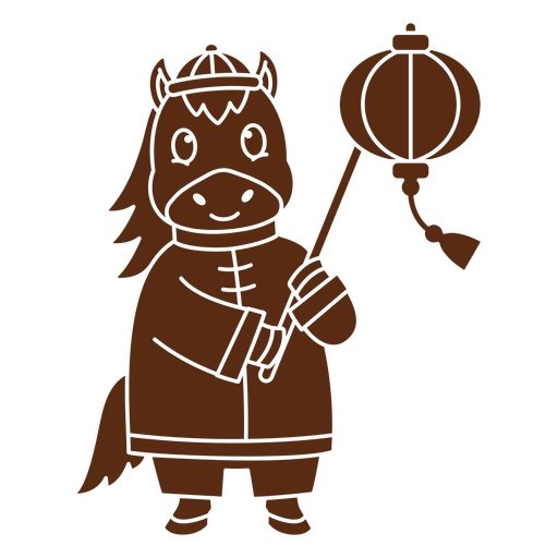 Chinese horse with lantern PNG Design