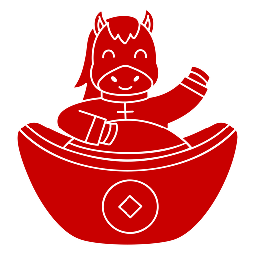Red horse in a boat PNG Design