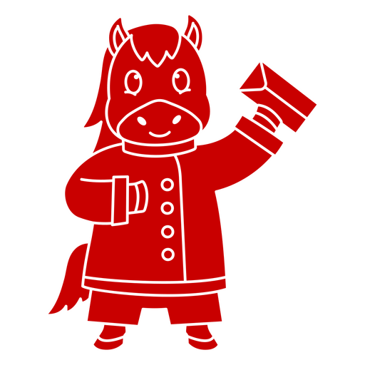 Red horse holding a hammer PNG Design