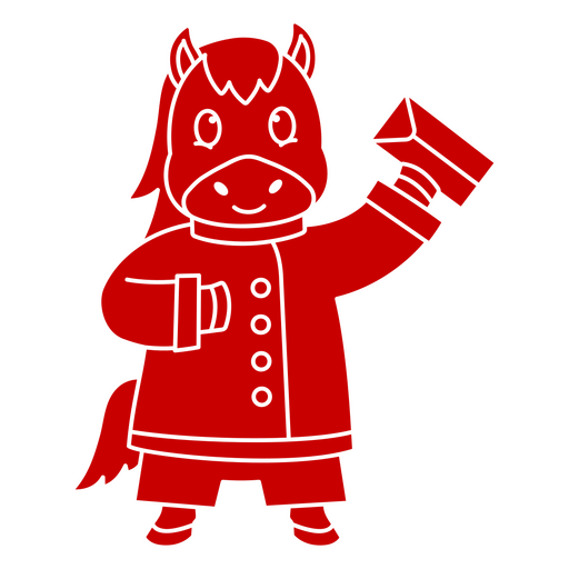 Rotes Pferd, das einen Hammer hält PNG-Design