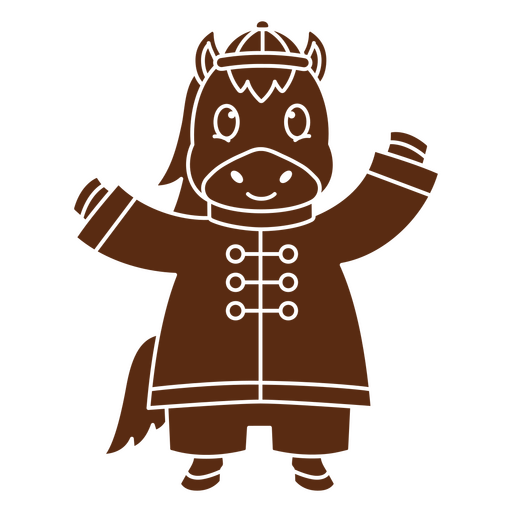 Caballo marrón con traje chino Diseño PNG