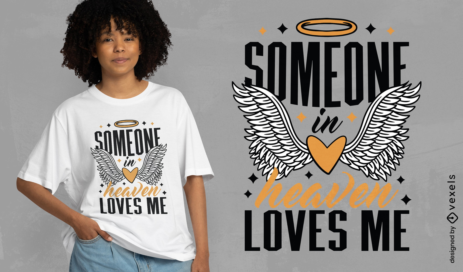 Design de camiseta do céu de asas de anjo