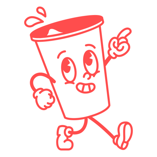 Caricatura de una taza corriendo Diseño PNG