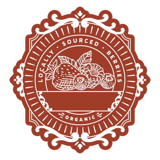 Ornate label with an image of a berry PNG Design