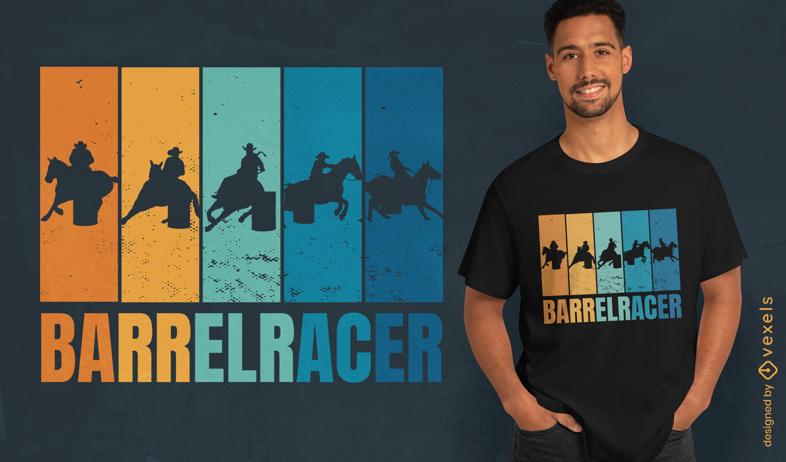 Diseño de camiseta deportiva de corredor de barril.