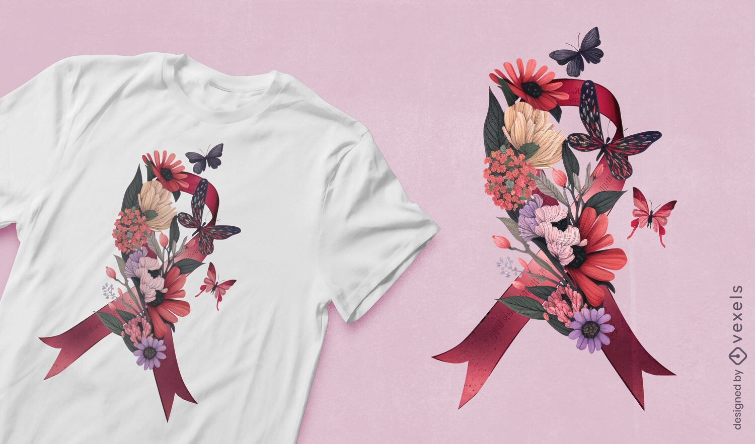 Floral ribbon t-shirt design