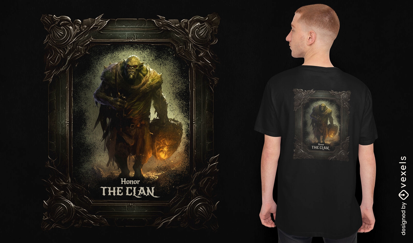 Camiseta de criatura de fantasia medieval Orc psd