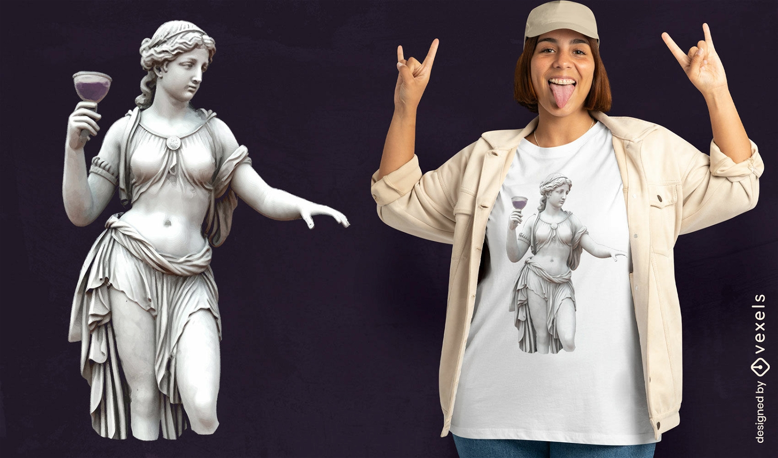 T-Shirt-Design mit weiblicher Statue