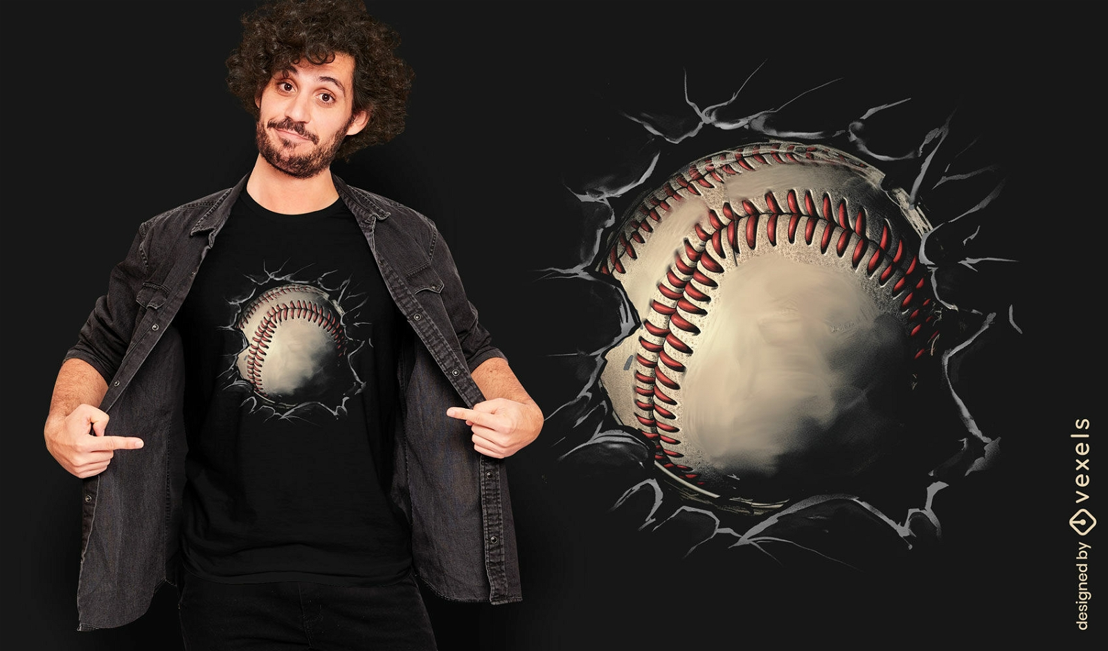 Design de camiseta de beisebol de impacto