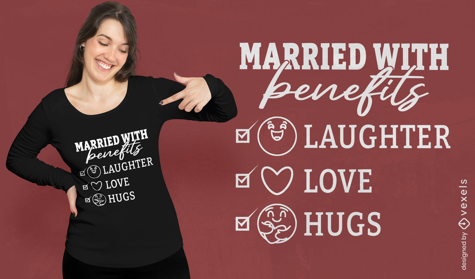 Diseño de camiseta de beneficios matrimoniales.