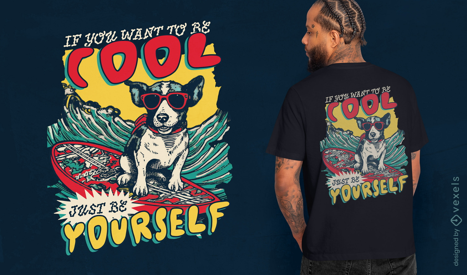 Diseño de camiseta de perro funky.