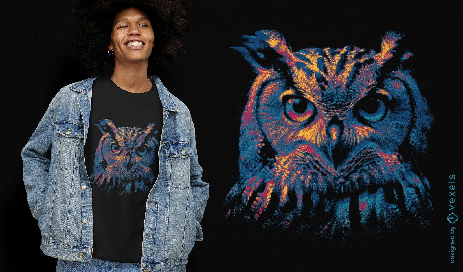 Neon owl t-shirt design