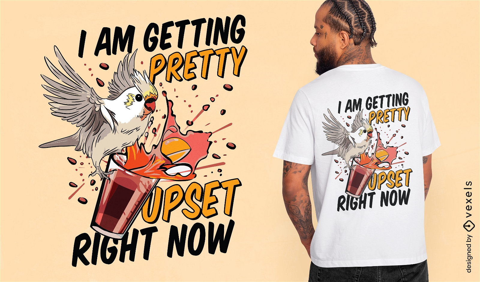 Verärgerter Vogel mit Cocktail-T-Shirt-Design